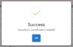 2. Valuation Certificate Created