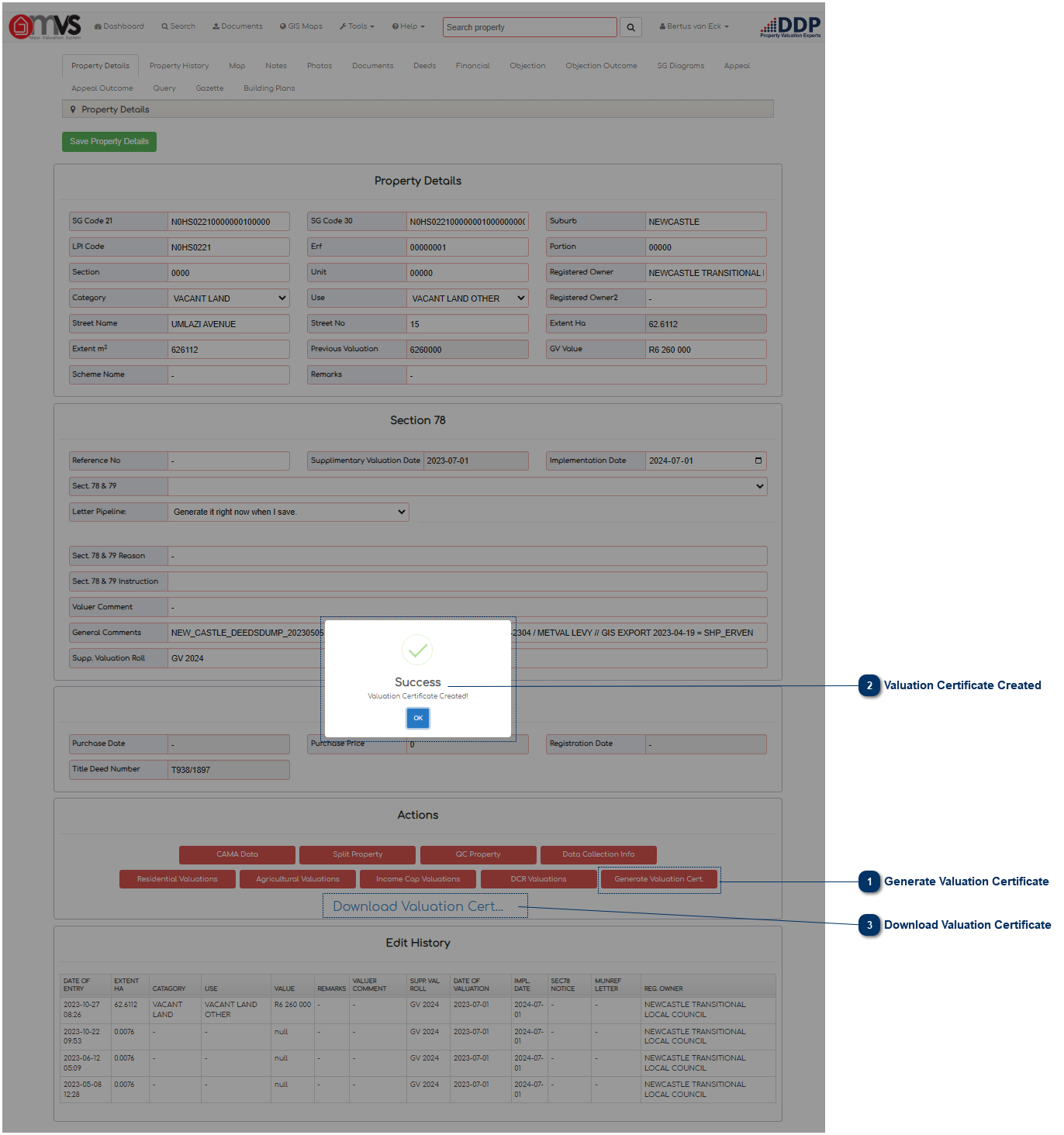 5.9.1.3.9. Generate Valuation Certificate